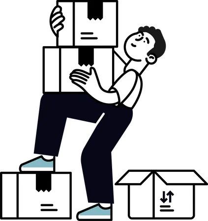 Hombre con caja de entrega  Ilustración