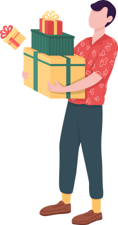 Hombre con cajas de regalo  Ilustración