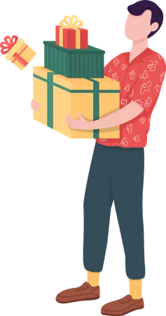 Hombre con cajas de regalo  Ilustración