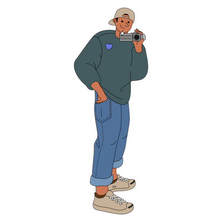 Hombre con cámara de vídeo  Illustration