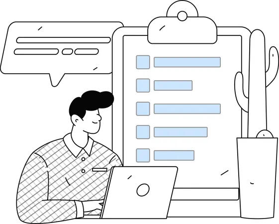 Hombre con comentarios de clientes  Illustration