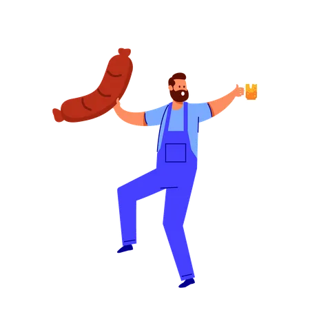 Hombre con comida favorita  Illustration