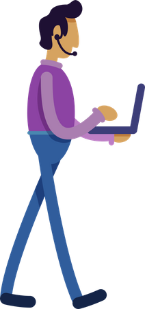 Hombre con computadora portátil  Illustration