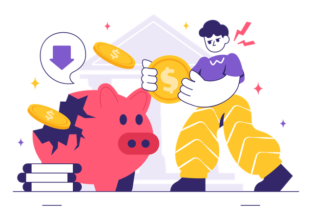 Hombre con crisis financiera  Ilustración