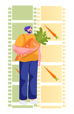 Hombre con dieta vegana  Ilustración
