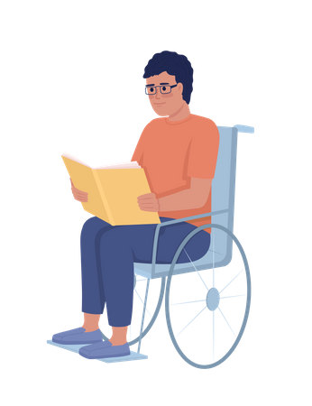Hombre con libro de lectura de discapacidad  Ilustración