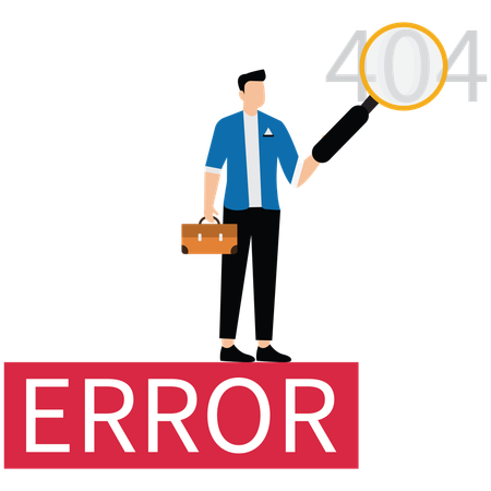 Hombre con página de error 404  Ilustración