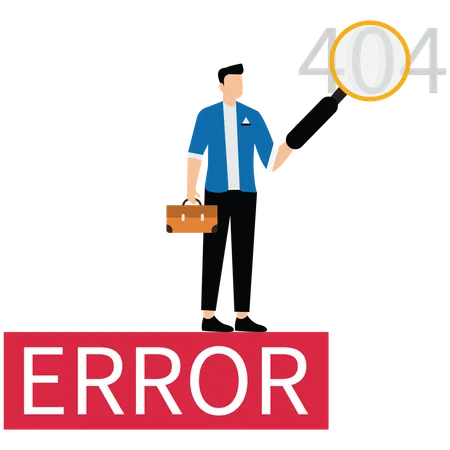 Hombre con página de error 404  Ilustración