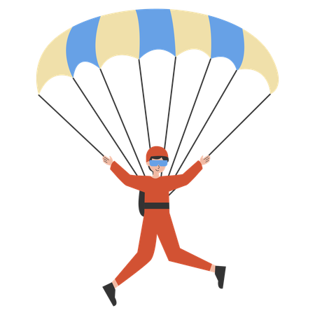 Hombre con experiencia en parapente.  Ilustración