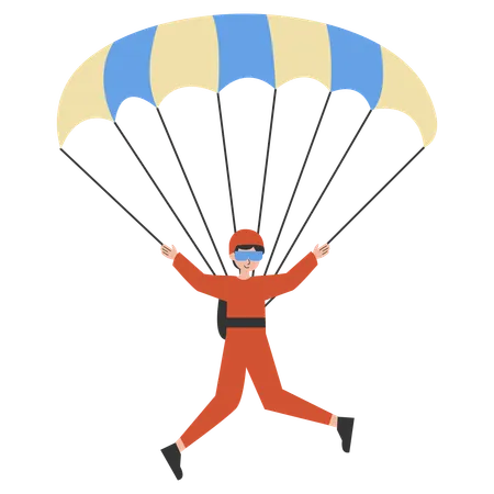 Hombre con experiencia en parapente.  Ilustración