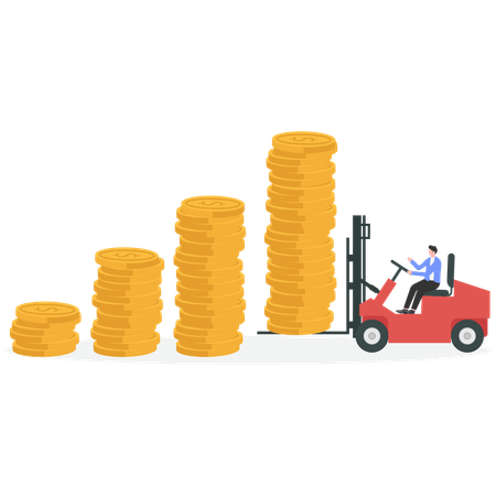 Hombre con ganancias financieras  Ilustración