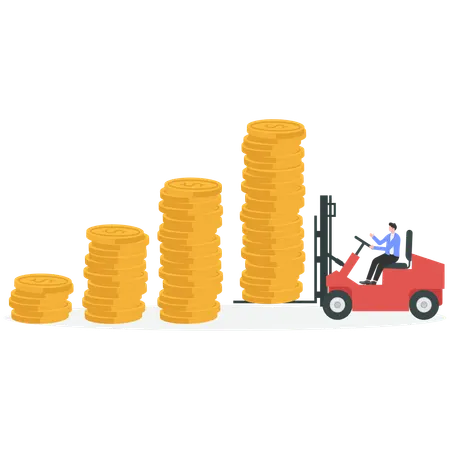 Hombre con ganancias financieras  Ilustración