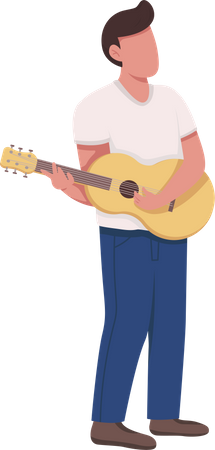 Hombre con guitarra acustica  Ilustración