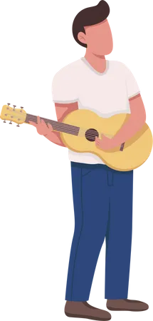 Hombre con guitarra acustica  Ilustración