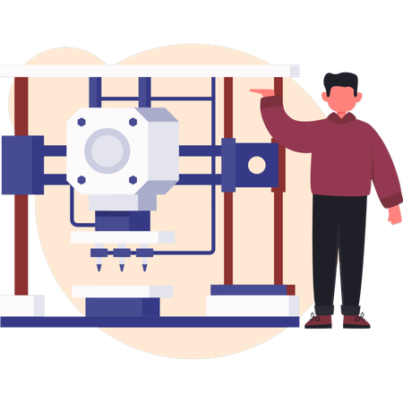 Hombre con máquina de impresión  Ilustración