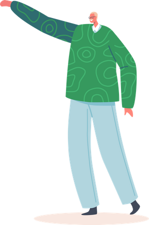 Hombre con las manos levantadas  Ilustración
