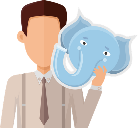 Hombre con máscara de elefante  Ilustración