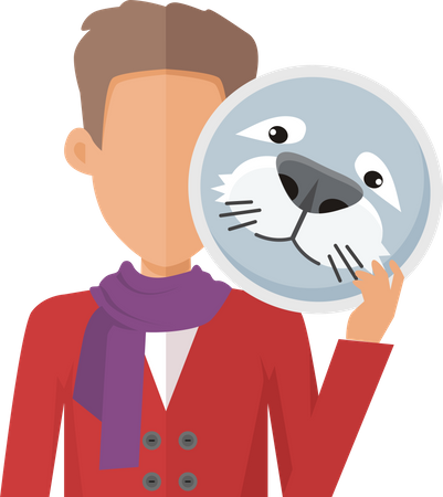Hombre con máscara de foca  Ilustración