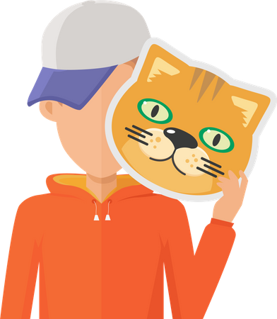 Hombre con máscara de gato  Ilustración