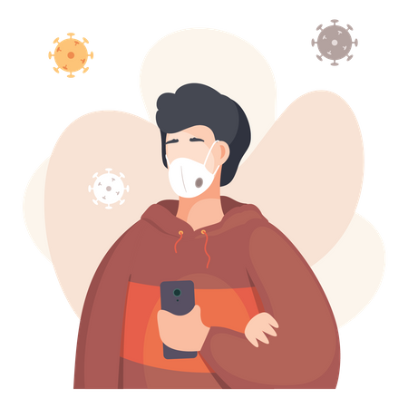 Hombre con mascarilla  Ilustración