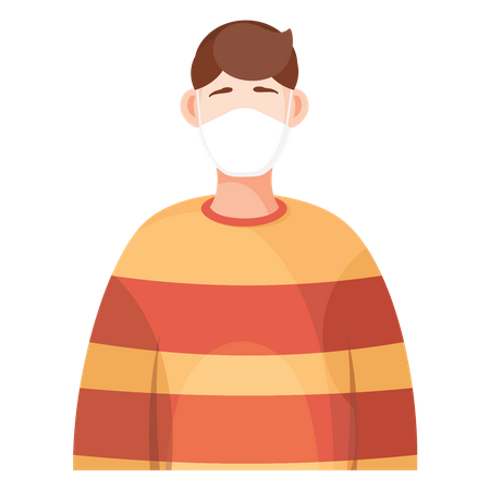 Hombre con mascarilla  Ilustración