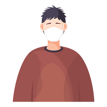 Hombre con mascarilla  Ilustración