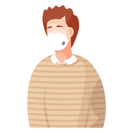 Hombre con mascarilla  Ilustración