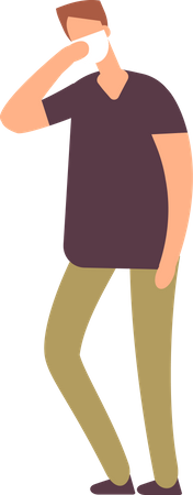 Hombre con mascarilla  Ilustración