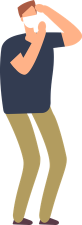 Hombre con mascarilla  Ilustración