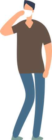 Hombre con mascarilla  Ilustración
