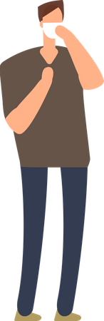 Hombre con mascarilla  Ilustración