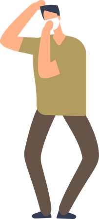 Hombre con mascarilla  Ilustración
