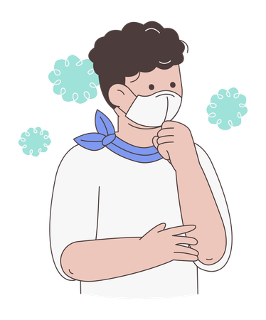 Hombre con mascarilla médica protectora para prevenir el virus  Ilustración