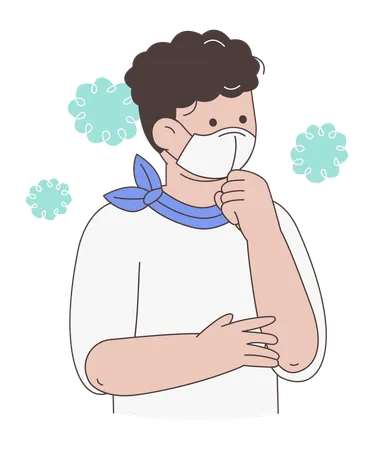 Hombre con mascarilla médica protectora para prevenir el virus  Ilustración