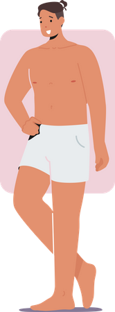 Hombre vestido con pantalones cortos y posando  Ilustración