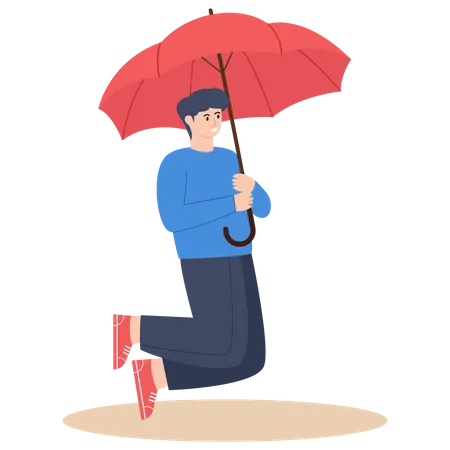 Hombre con paraguas  Ilustración