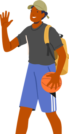 Hombre con pelota de baloncesto  Ilustración