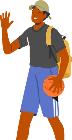 Hombre con pelota de baloncesto  Ilustración