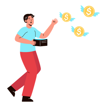 Hombre con pérdida de dinero  Illustration