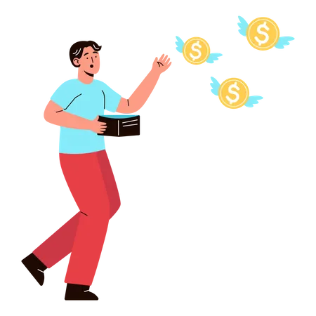 Hombre con pérdida de dinero  Illustration