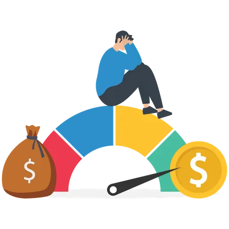 Hombre con pérdida de inversión debido a la inflación.  Illustration