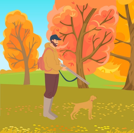 Hombre con perro  Ilustración