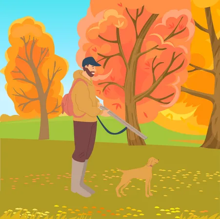 Hombre con perro  Ilustración