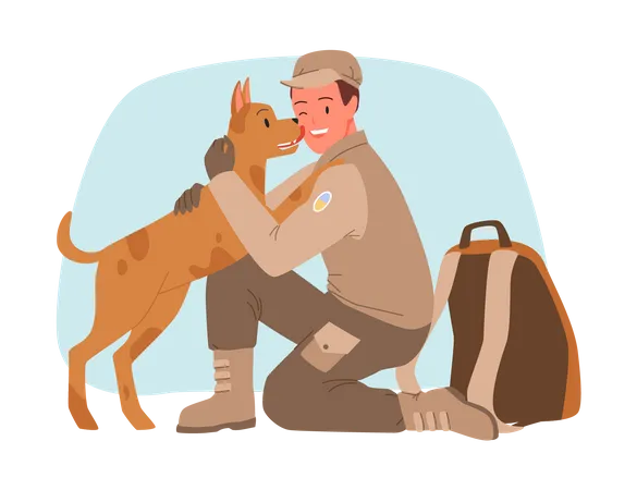 Hombre con perro mascota  Ilustración