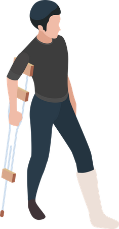 Hombre con pierna fracturada  Ilustración