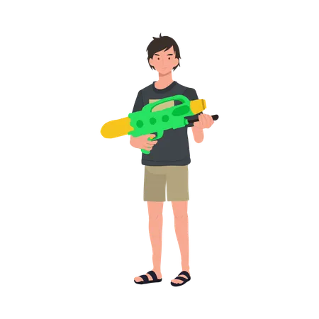 Hombre con pistola de agua  Ilustración