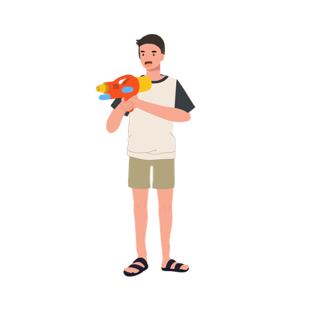 Hombre con pistola de agua  Ilustración