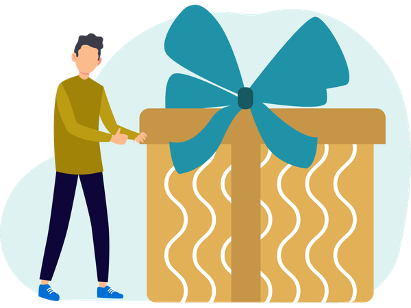 Hombre con regalo  Ilustración