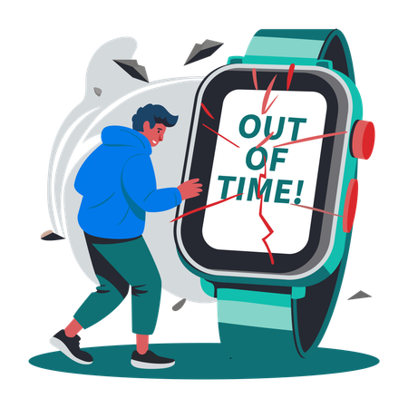 Hombre con reloj roto  Ilustración