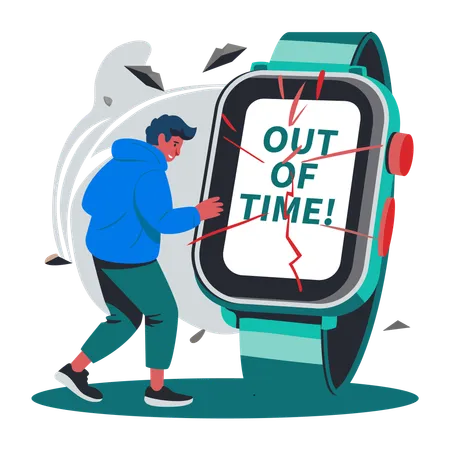 Hombre con reloj roto  Ilustración